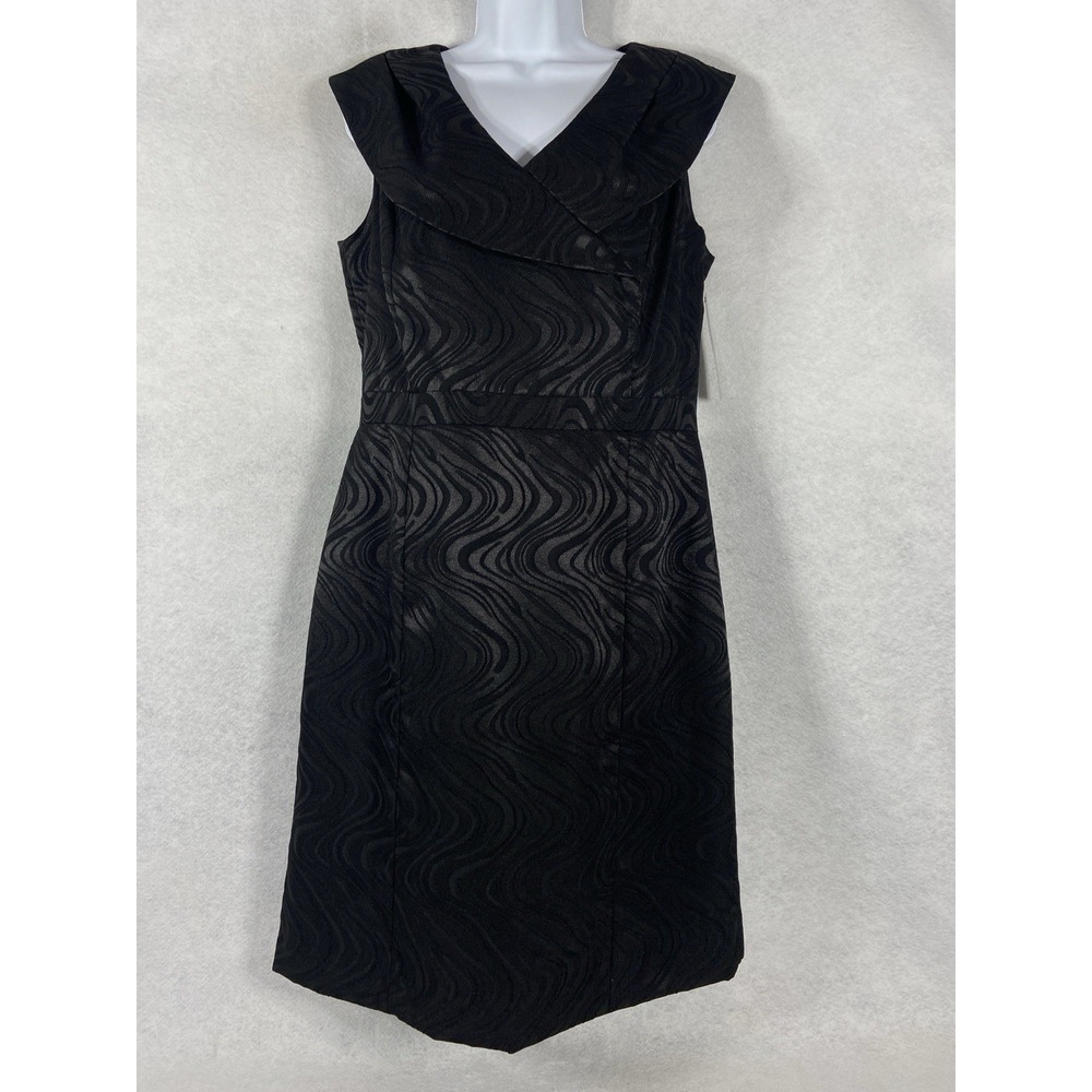 Tahari Asl Dress Womens 10 Black Lenni Sheath Quilted Sleeveless Zebra Print New